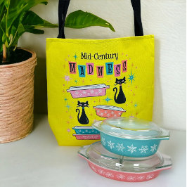 Retro Pyrex Black Kattunge MCM Tote Bag Tygkasse