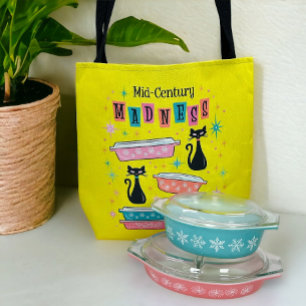 Retro Pyrex Black Kattunge MCM Tote Bag Tygkasse