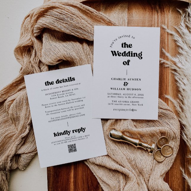 Retro QR-kod allt på en Bröllop Inbjudningar (Skapare uppladdad)