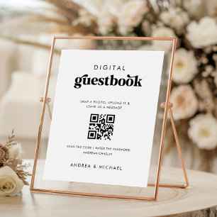 Retro QR-kod Digitalt Gästbok Bröllopsskylt Poster