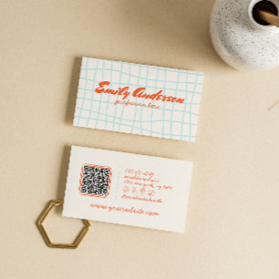 Retro QR-kod Handskriven ritad Groovy Cute Visitkort
