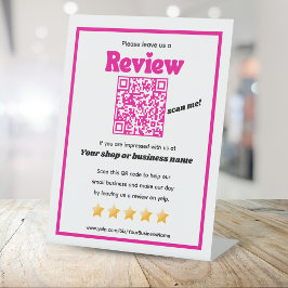 Retro QR-kod "lämna oss en recension" YELP-rosa