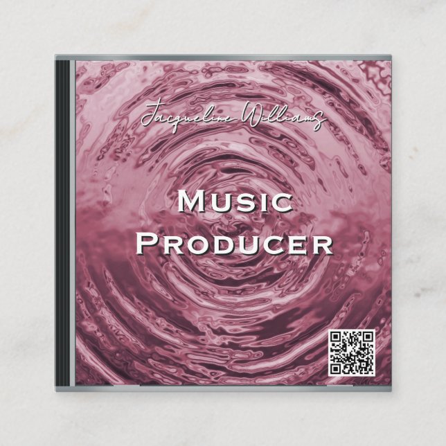 Retro QR-kod Rosa Musik CD-fodral Fyrkantigt Visitkort (Framsida)