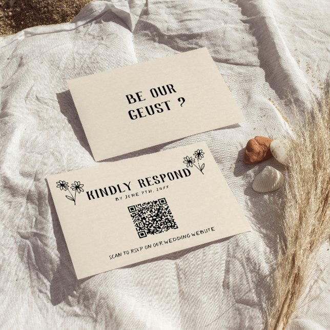 Retro QR-koden Hand plockade Blommigt Quirky Bröll OSA Kort (Skapare uppladdad)