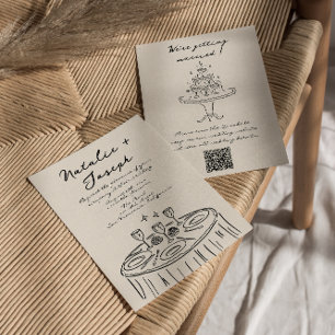 Retro QR-koden Hand plockade Skrivd Quirky Bröllop Inbjudningar