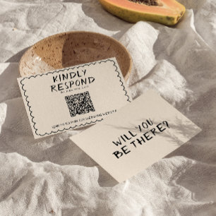 Retro QR-koden Hand Ram Quirky Bröllop OSA Kort