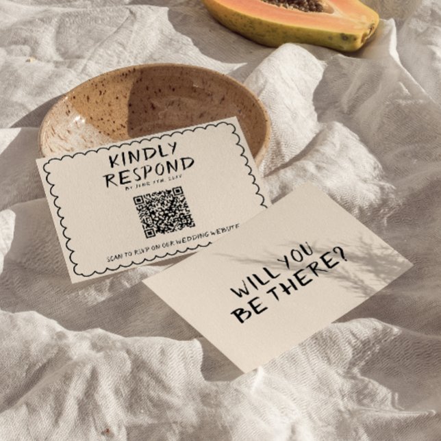 Retro QR-koden Hand Ram Quirky Bröllop OSA Kort (Skapare uppladdad)