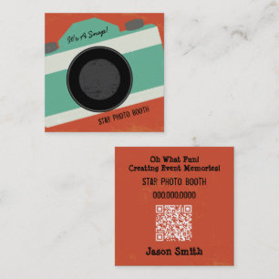 Retro QR-kodkamerafondsfoto Fyrkantigt Visitkort