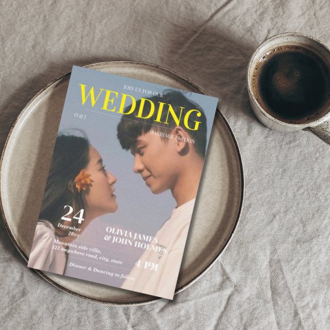 Retro QR-kodmagasin bröllop Inbjudningar (Skapare uppladdad)