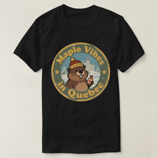 Retro Quebec lönnsirap T Shirt (Design framsida)
