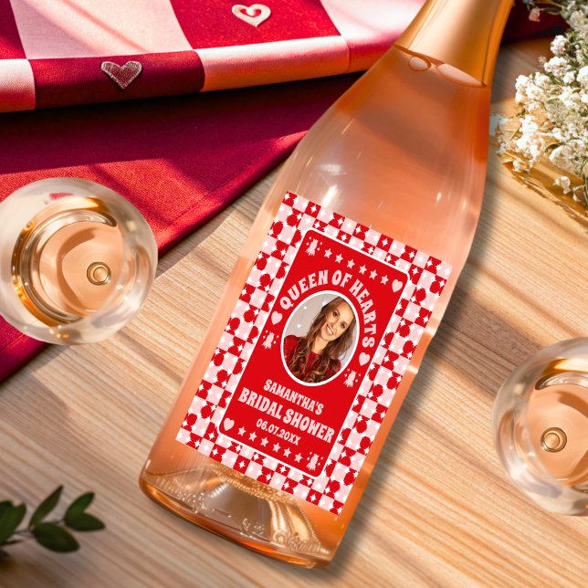 Retro Queen of Hearts Möhippa Photo Vinflaska Etikett (Food/Drink Labels)