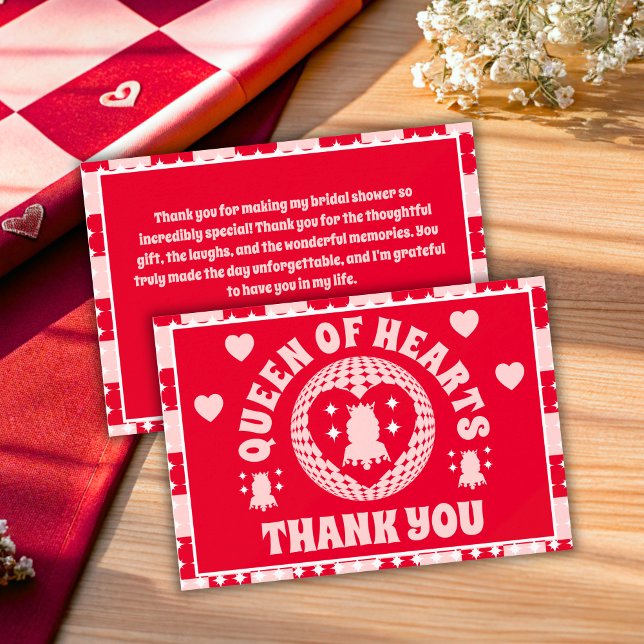 Retro Queen of Hearts Möhippa Tack Kort (Thank You Cards)