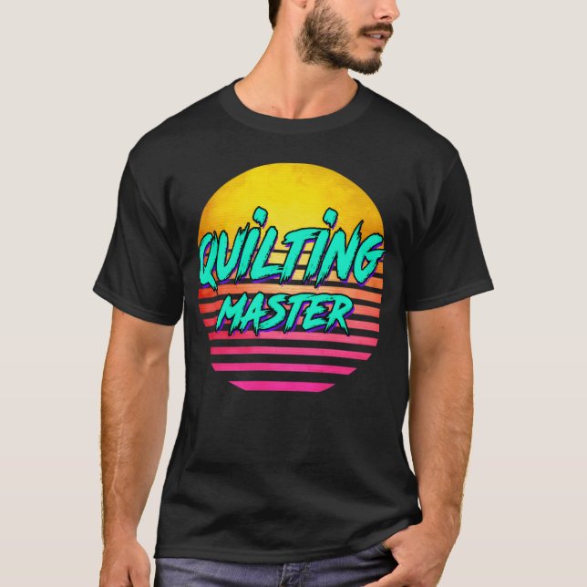 Retro quiltning Älskare Present T Shirt (Framsida)