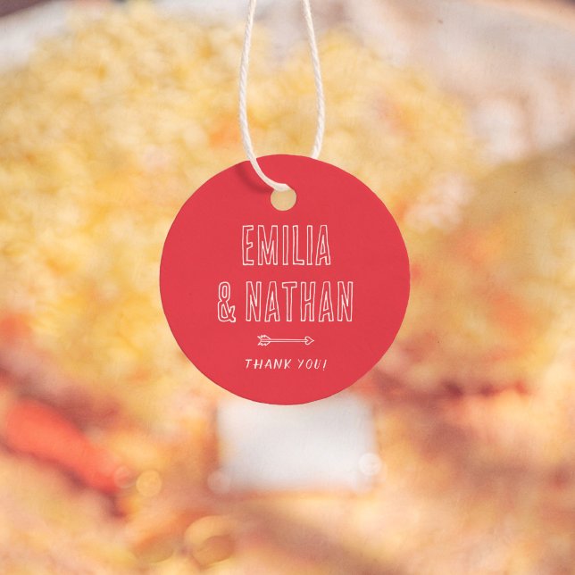 Retro Quirky Hand Drawn Cupid Wedding Thank You Gåvor Etiketter (Skapare uppladdad)