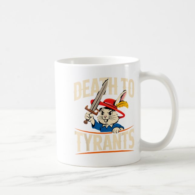 Retro Rabbit Meme Death To Tyrants Funny  Kaffemugg (Höger)