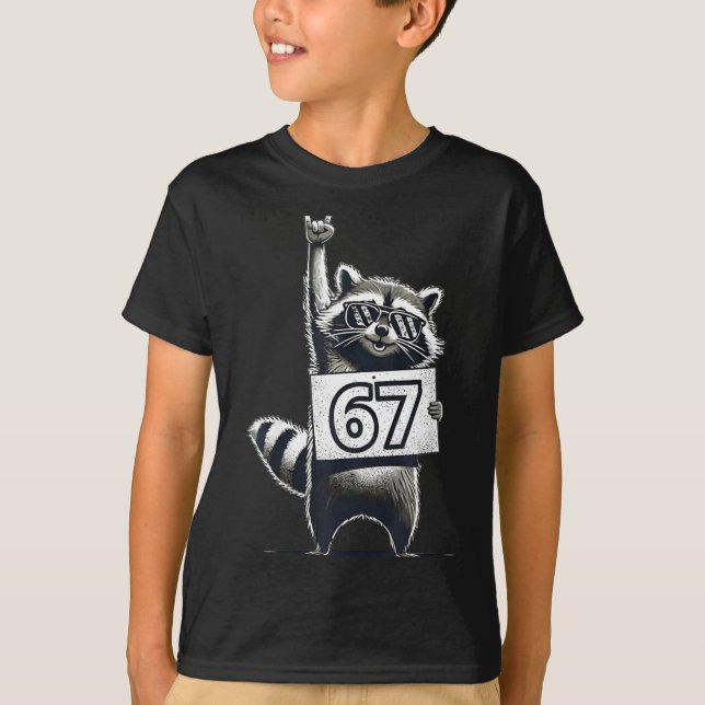 Retro Raccoon 67 Shirts Rock Music Men Kids Women  T Shirt (Framsida)