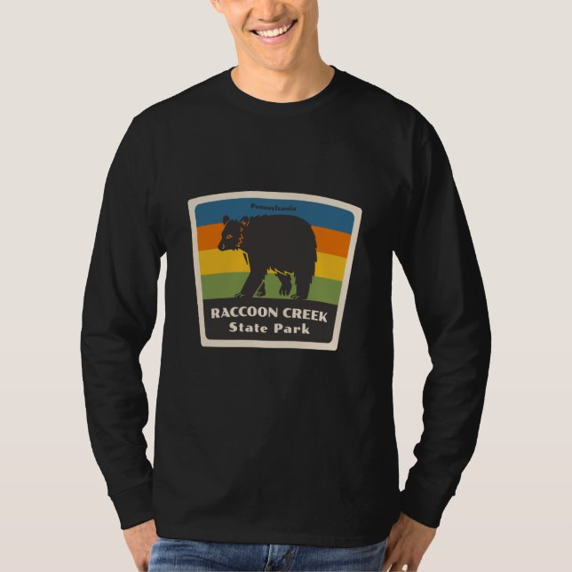 Retro Raccoon Creek State Park Pennsylvania Bear P T Shirt (Framsida)