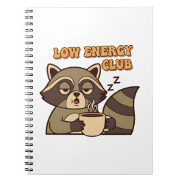 Retro Raccoon Low Energy Thoughts Lined Notebook Anteckningsbok