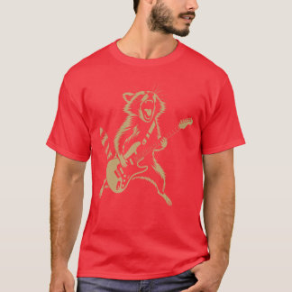 Retro Raccoon Playing Guitar Rock Music Funny Men  T Shirt