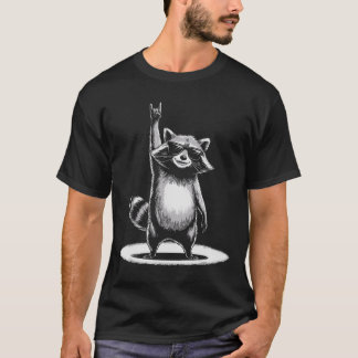 Retro Raccoon Rock musik Gift Manar Kids Women Fun T Shirt