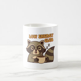 Retro Raccoon Tired Vibes White Mug Kaffemugg