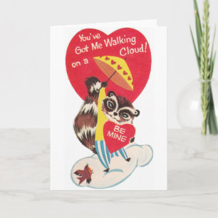 Retro Raccoonvalentin kort för dag
