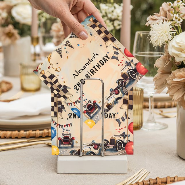 Retro Race Track Two Fast Birthday Pappersservett (Skapare uppladdad)