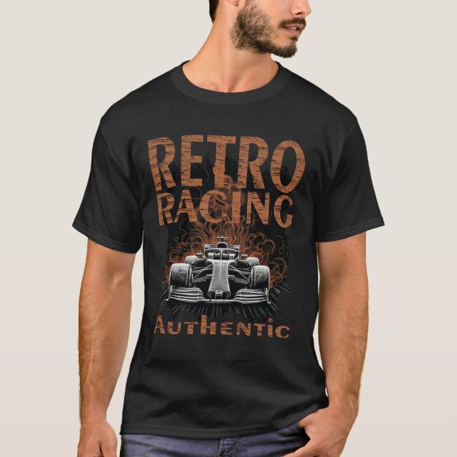 Retro Racing bil Äkta T Shirt (Framsida)