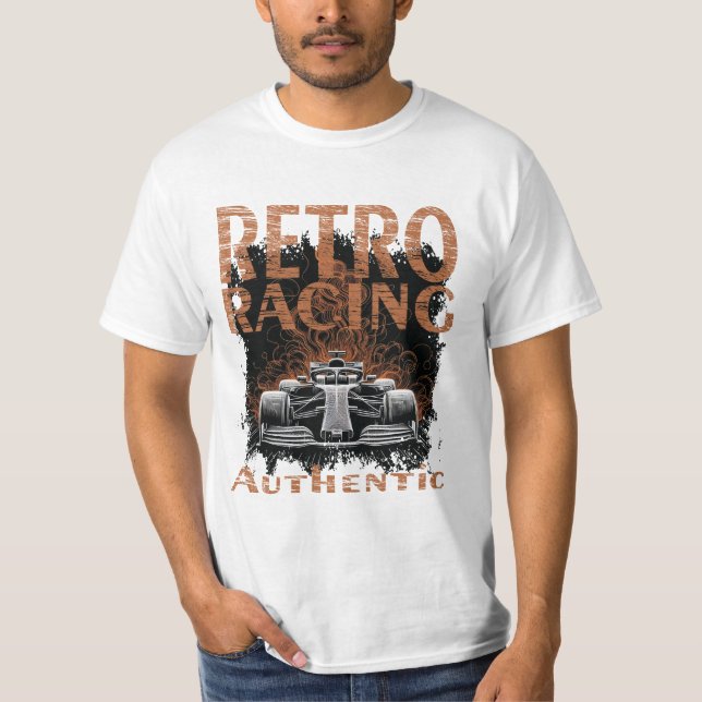Retro Racing  bil Äkta T Shirt (Framsida)