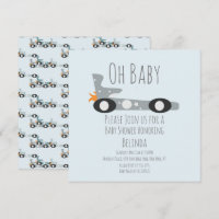 Retro Racing Cars Blå Baby Shower 
