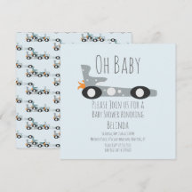 Retro Racing Cars Blå Baby Shower 