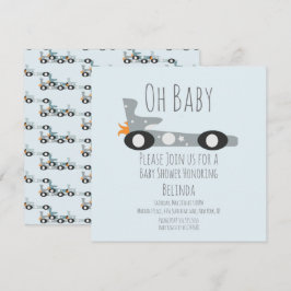 Retro Racing Cars Blå Baby Shower 