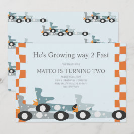 Retro Racing Cars Månstjärnor Födelsedagsfest  Inbjudningar