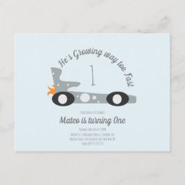 Retro Racing Cars Moon Stars Första födelsedag  Vykort