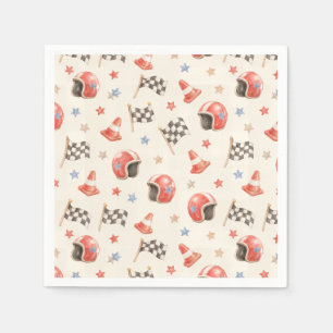 Retro Racing Hjälm Rutig Flagga Födelsedag Pappersservett