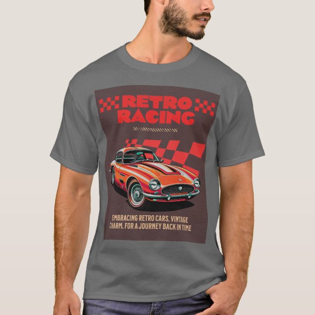 RETRO RACING - med bakgrund T Shirt (Framsida)