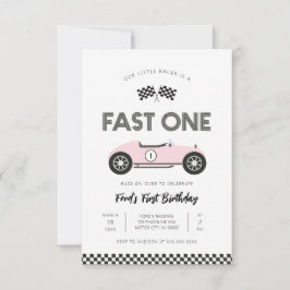 Retro Racingbil Första Födelsedagen Inbjudningar