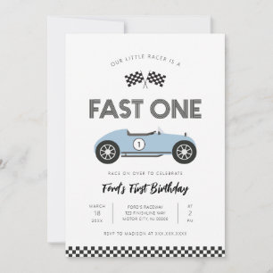 Retro Racingbil Första Födelsedagen Inbjudningar