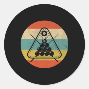 Retro Rack Bassäng Billiard Player Billiards Cue S Runt Klistermärke