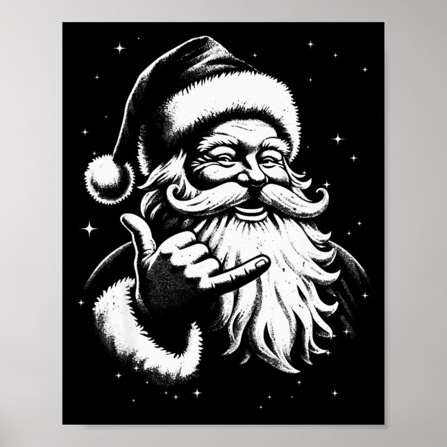 Retro Rad Christmas Mele Kalikimaka Santa Shaka Ha Poster (Framsidan)