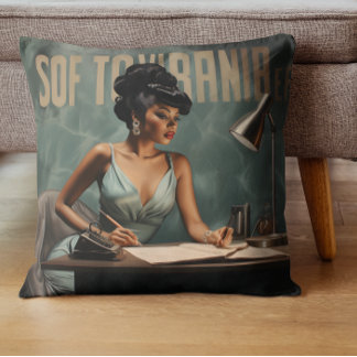 Retro Radiance Black Woman Vintage Glamor Kudde