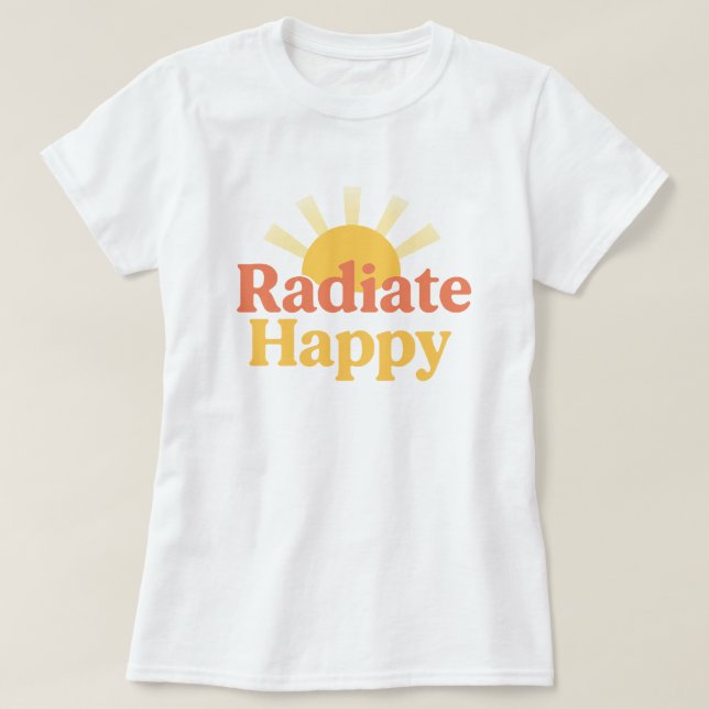 Retro Radiate Glad Solsken Typografi T Shirt (Design framsida)