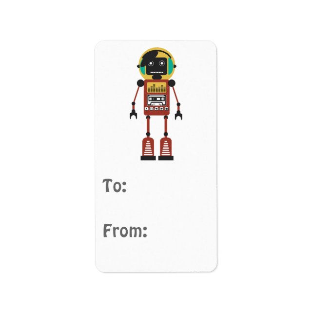 Retro Radio Robot Adressetikett (Framsidan)
