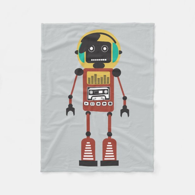 Retro Radio Robot Fleecefilt (Framsidan)