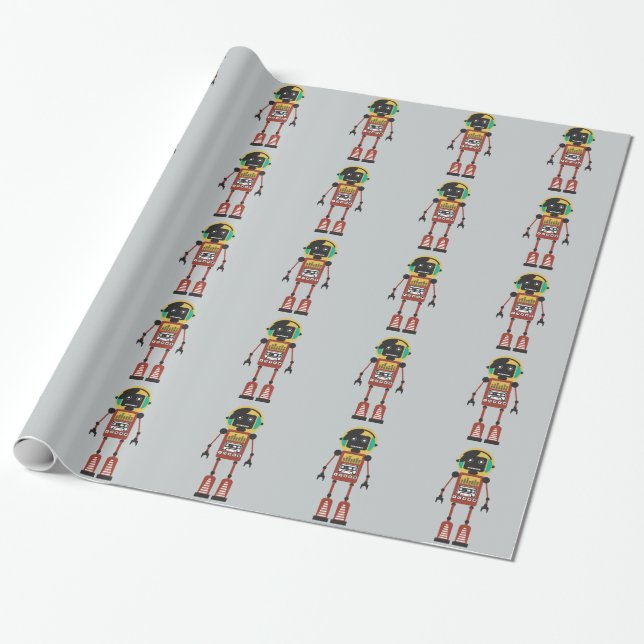 Retro Radio Robot Presentpapper (Utrullad)