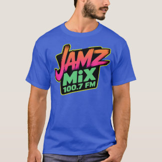 Retro Radio T-Shirt - JAMZ MIX 100.7 FM Neon Stil