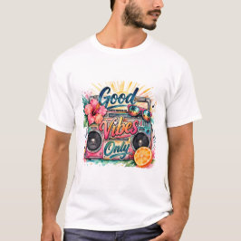Retro Radio-T-Shirt med Tropisk Design för Goda Vi T Shirt