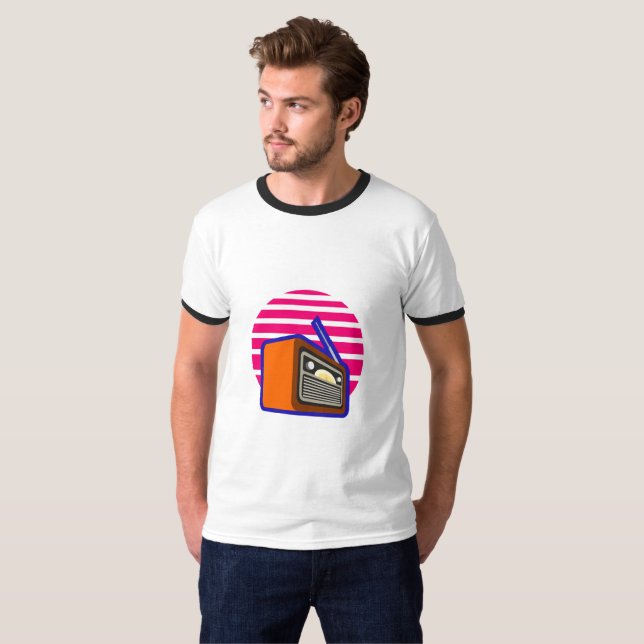 Retro Radio T-Shirt | Vintage Klassisk Musik Grafi (Hel framsida)