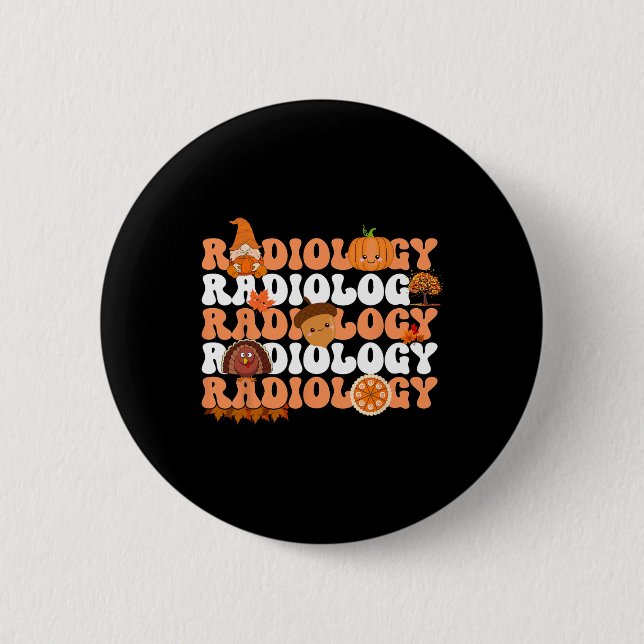 Retro Radiology Pumpkin Radiolog Xray faller mer ä Knapp (Framsida)