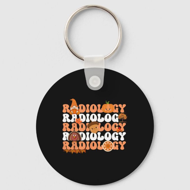 Retro Radiology Pumpkin Radiolog Xray faller mer ä Nyckelring (Framsida)